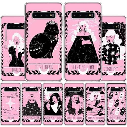 Lovely Omens Tarot Queen Cat Cover Phone Case For Samsung Galaxy S10 S20 Ultra Note 10 9 8 S9 S8 Plus Pro Lite S7 S6 J4 J6 J8