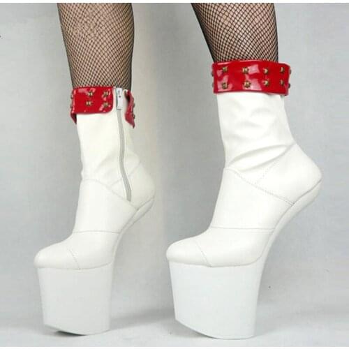 Black Hoof Heels Mid-Calf Boots Women Shoes Special Platform Dance Platform Boots Sexy Fetish Decoration Comfortable Heelless Bo