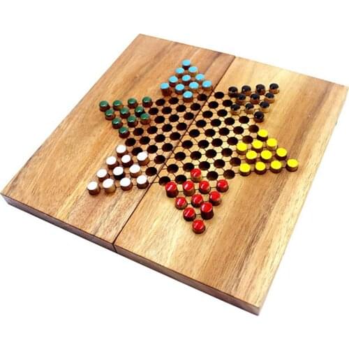 Wooden Chinese Hexagonal Checkers Strategy Board Table Chess Game Children Adults Family Fun Entertainment Educational Toys