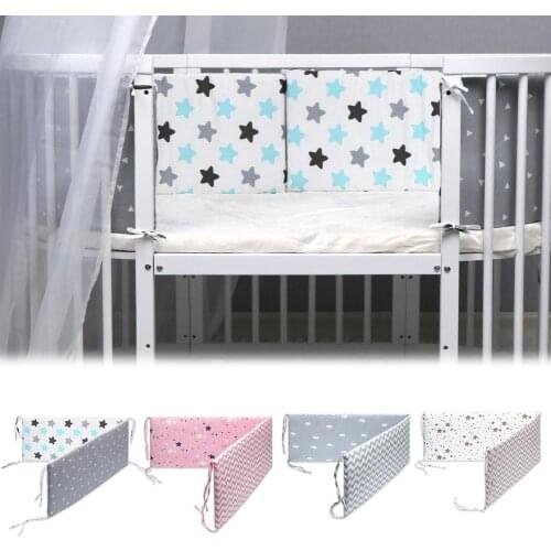 Cotton Breathable Crib Bumper Pads Washable Padded Crib Liner Set For Baby Boys Girls Safe Bumper Guards Crib Rail Padding