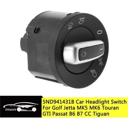 Chrome Headlight Switch Fog Head Light Lamp Knob 5ND941431B For VW Golf Jetta MK5 MK6 GTI Passat B6 B7 CC Touran Tiguan For Seat