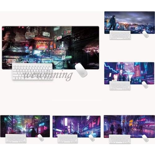 Laptop Mouse Mat Gamer Desk Mats City Pattern Cute Kawaii Mouse Pad Large Gaming Desk Pad for Office Computer Keyboard Deskpad
