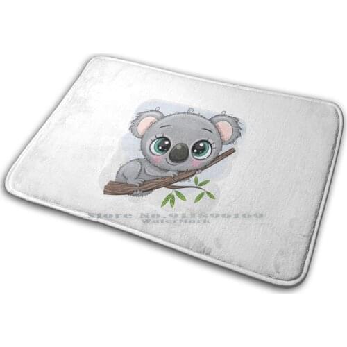 Baby Koala In Tree Mat Rug Carpet Anti-Slip Bedroom Entrance Door Mat Koala Tree Baby Gorgeous Cute Adorable Aussie Australian