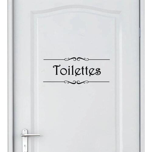 Creative Porte Salle de bain et Toilettes Wall Sticker French Bathroom Toilet Door Mural Decals Vinyl Wall Sticker Home Decor