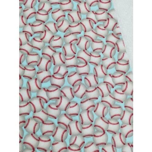 Cute Baseball sports White on Sky blue Cotton Fabric Rugby Olive Sewing Home Cloth Dress Textile Tissue Patchwork digital Print