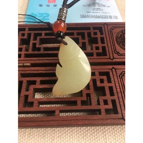 Natural hetian jade A HandCarved fish jadeite jade white jade pendant jade necklace jewelry necklaces men women jewelry