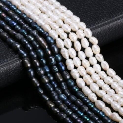 Natural Cultured Freshwater Pearls Beads Rice Shape 100% Natural Pearls For DIY Jewelry Making Strand 13inch Size 5-6mm