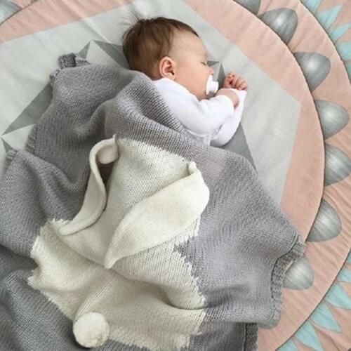 New Cotton Baby Blankets Knitted Rabbit Kid Bath Towel Soft Warm Sleepsack Stroller Cover Winter Infant Toddler Bedding Blankets