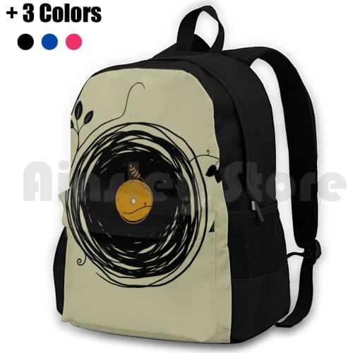 Enchanting Vinyl Records Outdoor Hiking Backpack Riding Climbing Sports Bag Vinyl Cool Vector Vinyl Record Dj Record Music