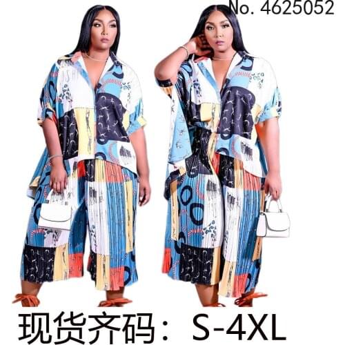African Clothes for Women 2021 Summer African Women Short Sleeve Dashiki Printing Plus Size Two Pieces Sets Top and Pant S-4XL