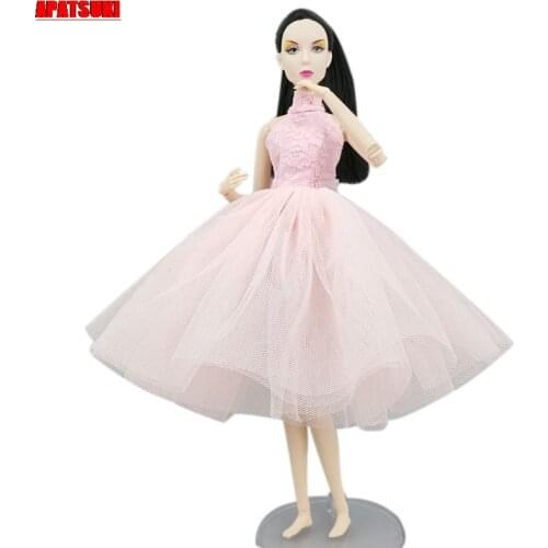 Pink Turtleneck Ballet Dress For Barbie Doll Outfits 1/6 Dolls Accessories Dancing Clothes 4-layer Skirt Party Gown Kids Toys