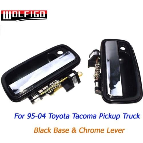 WOLFIGO New For Toyota Tacoma 95-04 Black Base & Chrome Lever Front Left Right Outside Outer Door Handles 6922035030,6921035030