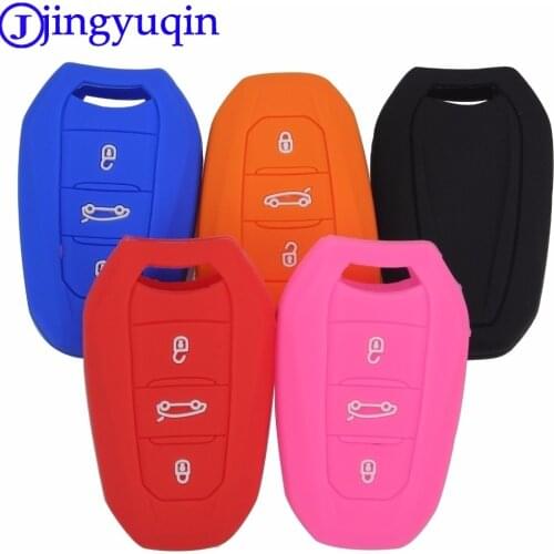 Jingyuqin 3Buttons Silicone Key Case Cover For Peugeot 508 301 2008 3008 4008 407 408 Citroen C5 C6 C4L CACTUS C3XR DS Smart Key