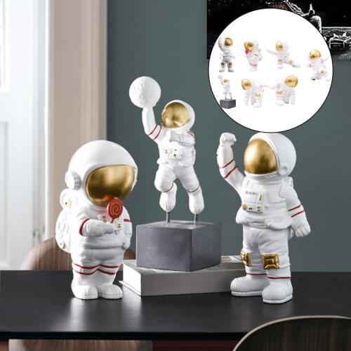 Modern Astronaut Statue Art Figurine Abstract Sculpture Office Boys Room Hotel Nursery Bookshelf TV Shelf Car Decoration Gifts