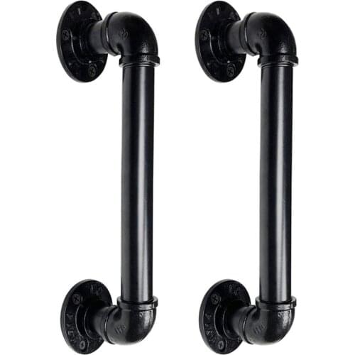 Retro Rustic Rural Vintage Water Iron Pipe Barn Door Pull Grab Towel Bar Handle Antique Red Bronze Silver Copper Black