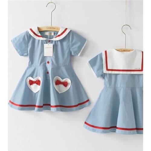 Tonytaobaby New Summer Dress Baby Girls Dress Navy Collar Dress Blue Dress