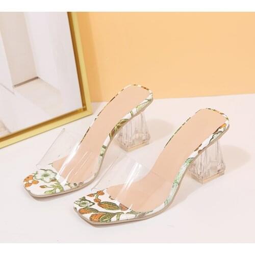 High Quality New Women Sandals PVC Crystal Heel Transparent Women Sexy Clear High Heels Summer Sandals Pumps Shoe Size 35~43