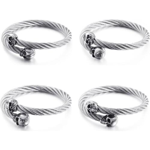 High Quality Stainless Steel Ghost Head Bracelet Fashion Punk Rock Hiphop Bangle personality Men Jewelry