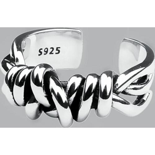 Silver Color Retro Distressed Double Knotted Line Ring Female Trend Woven Fashion Opening Jewelry Accessories Dropshipping