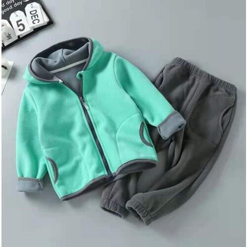 Winter Kids Girls Clothes Set Autumn Soft Polar Fleece Hoodies Jacket Coat + Pants Suits Boys Warm Children Teen 7 8 9 10 Years