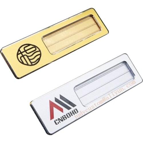 10pcs custom magnet staff name tag ENGRAVE name badge holder magnetic with aluminum plate