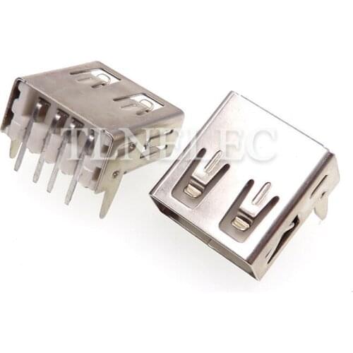 10pcs Type-A USB 2.0 Female Connect Port 4 Pins Flat Edge High Current Mobile Power Socket Plug Adapeter Plain Interface