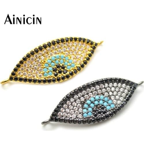 10pcs Gold & Gun Black Curving Eyes Connectors Full Rhinestone Crystal Setting Jewelry Making Findings