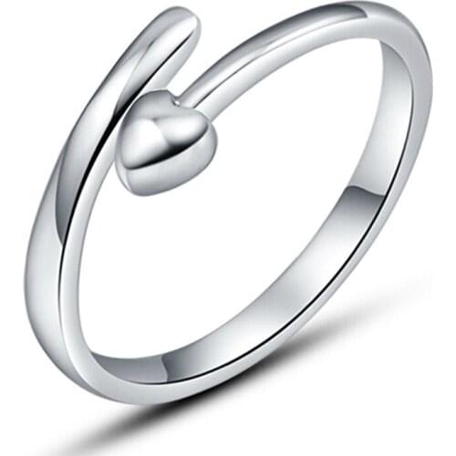 100% 925 sterling silver hot sell love heart female party rings jewelry no fade women open ring birthday gift drop shipping
