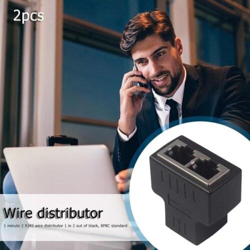 2pcs Hot Sale Network Cable RJ45 Splitters Classic 1 to 2 Socket LAN Ethernet Network Cable RJ45 Splitter Connectors Adapter