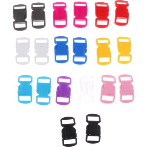 20 Pieces10mm Mixed Curved Side Release Plastic Buckles for Paracord Bracelets