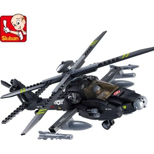 293Pcs Airplane Black AH-64 Utility Helicopter ARMY Model Building Block Sets Soldiers Bricks Educational Toys for Boys