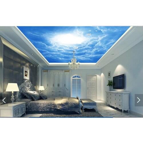 3d photo wallpaper 3d ceiling wall murals wallpaper Modern fantasy dove solid clouds frescoes on the blue sky 3d room wallpaper