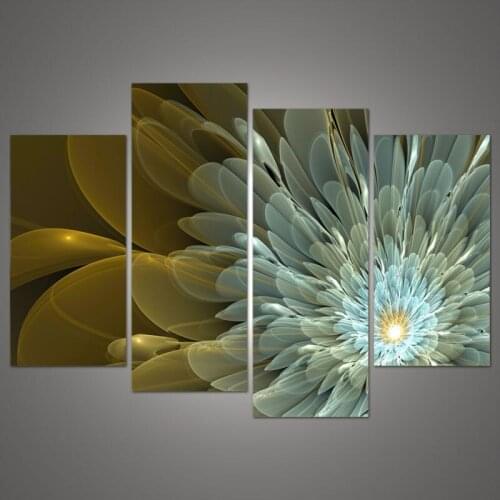 4 Panels Canvas Wall Painting Wealth And Luxury Golden Flowers Art Picture Home Decor On Canvas Modern Wall Painting