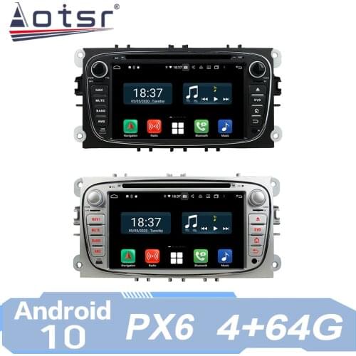 AOTSR Car Radio Android 10 For Ford Mondeo Transit Tourneo Connect S Max GPS Navigation 2 Din Multimedia DVD Player Carplay PX6