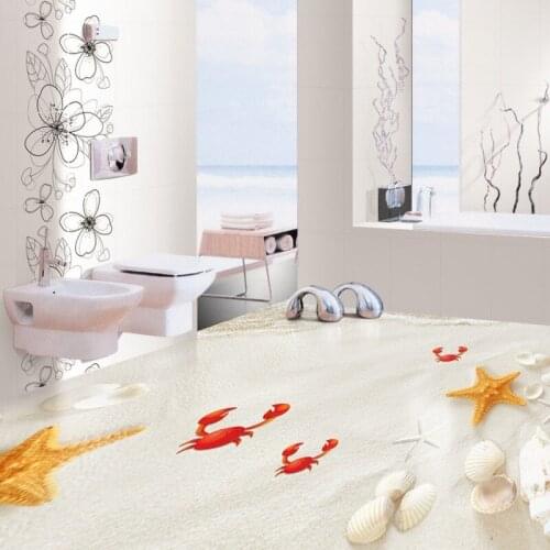 Free shipping custom self-adhesive home decoration floor living room wallpaper mural Beach Sand 3D floor decoration painting