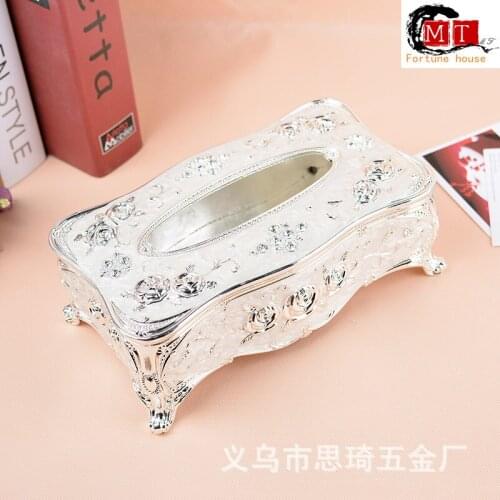 Large high-grade silver-white zinc alloy tissue box alloy paper box napkin box for home cars car tissue holder tissue boxes