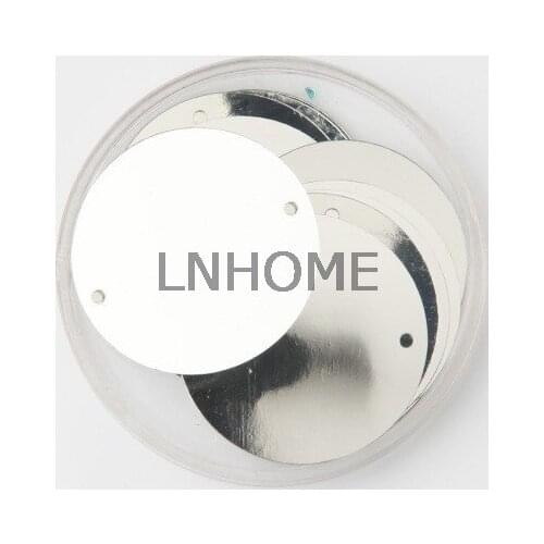 60g Large Round Sequins 41mm PVC Sequin Flat Paillette Decoration 2 Side Holes For Dancing Dress Crafts DIY Accessory Silver