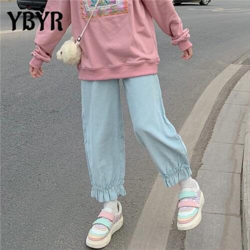 Harajuku Pant Girls Japanese Kawaii Loose Pants Ruffles Casual Female Sweet Cute Sweatpants Lolita Style Trousers Preppy Capris