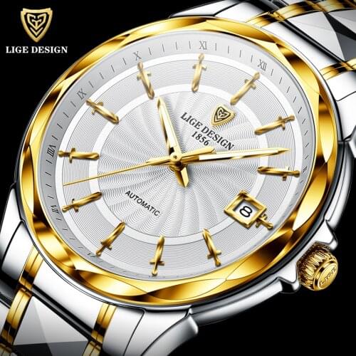 2020 New LIGE Sword-Shaped Pointer Automatic Mechanical Watch Luxury Tungsten Steel 50m Waterproof Business Watch Men Watches