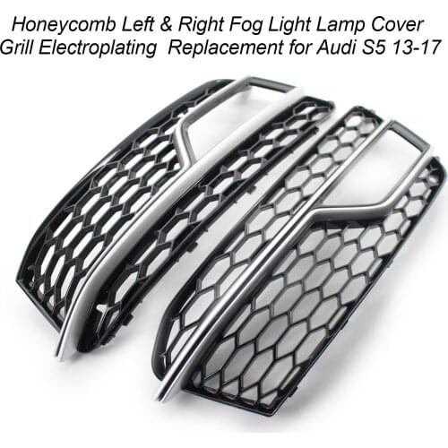 Honeycomb Fog Light Lamp Cover Grill Glossy Black Replacement for Au di S5 13-17