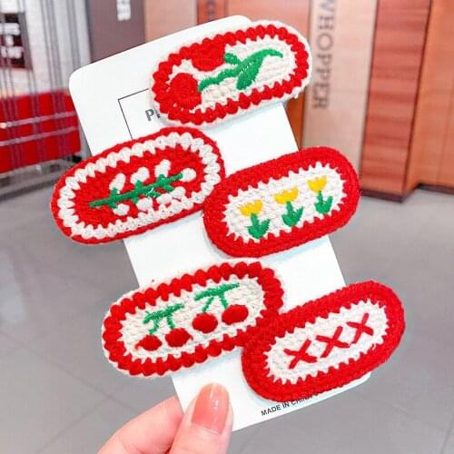MYZE Girls Fruit Hairpins Embroidery Hairpins Kids Floral Hairgrip Hair Accessories Headwear Ornaments BB Clips