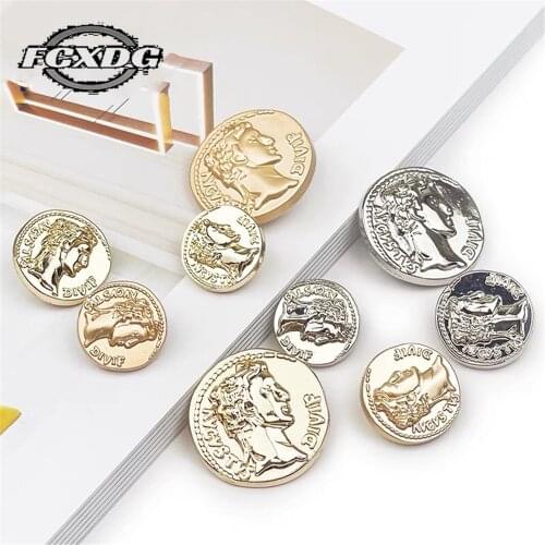 European Vintage Clothes Buttons for Jacket 15mm Golden Metal Buttons for Clothing Sewing Supplies Decorative Buttons for Crafts