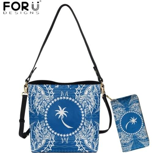 FORUDESIGNS High Quality Women Hanbags And Purse Chuuk Polynesian Tribal Print Lady Shoulder Bag Vintage Crossbody Bolsas