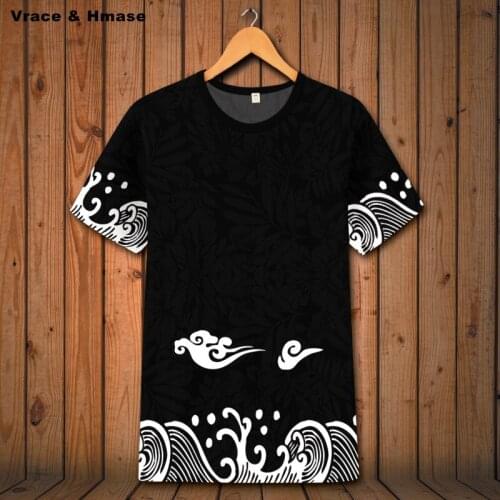 Chinese style cloud pattern printing oversized short-sleeved t shirt Summer 2018 New quality soft comfortable t shirt men S-6XL