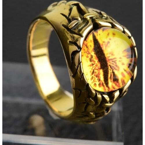 Stainless Steel Gothic Evil Eyes Rings for man Punk Hip Hop Gold Black Cool For Boy Jewelry boy friend birthday Gift Wholesale