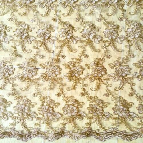 Golden thread patchwork tulle lace gold color laces fabric wedding patchwork embroidery bestway craft dress sewing lace fabric