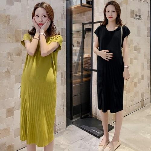 Summer Pregnancy Dress Maternity Clothes Round Neck Short Sleeve Viscose Fiber Sexy Maternity Dresses Summer Women Outwear