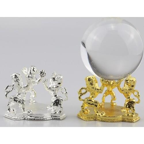 Metal Lion Display Stand for Crystal Glass Lens Ball Divination Photography Lensball Base 60 80 100mm Magic Sphere Globe Holder