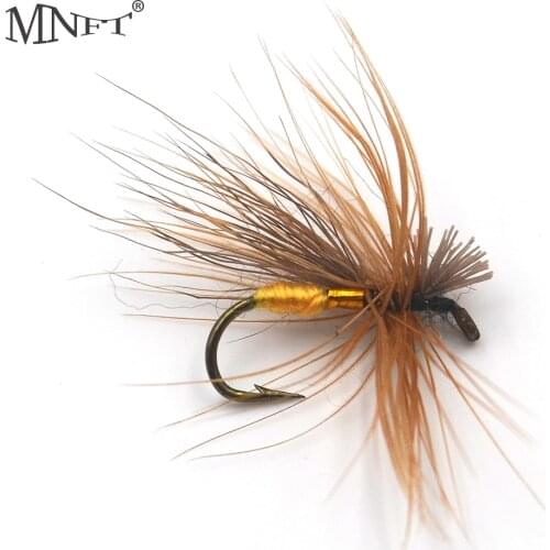 MNFT 10PCS Brown Golden Caddis Fly Fishing Dry Fly Trout Nymph Fly Fake Lure 10