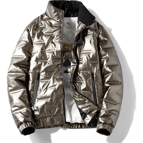 2021 Winter Thick Jacket Men Parka Shiny Stand Collar Warm Coats Zipper High Quality Jackets Outwear Gold Jackets Plus Size 8XL